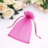 Purple organza gift bag with drawstring closure