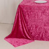 Fuchsia Seamless Premium Crushed Velvet Rectangle Tablecloth - 90x132inch for 6 Foot Table