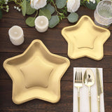 25 Pack Matte Gold Star Shaped Eco Friendly Party Plates, 9inch Paper Dinner Plates - 300GSM