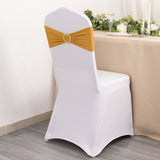 5 Pack Gold Spandex Chair Sashes with Gold Diamond Buckles, Elegant Stretch Chair Bands and Slide