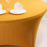 Stretch Spandex 5ft Round Tablecloth Gold - Durable Form-Fitting Table Cover for Events