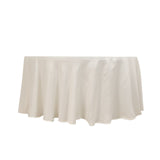 120 Ivory Seamless Lamour Satin Round Tablecloth for 5 Foot Table With Floor-Length Drop