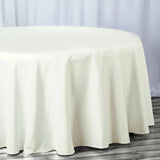 Ivory Seamless Premium Polyester Round Tablecloth 132inch Inherently Flame Retardant Table Cover