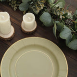 25 Pack | 10inch Khaki Gold Rim Sunray Disposable Dinner Plates