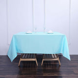 70"x70" Light Blue Square Polyester Table Overlay