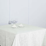 72x72 White Linen Square Overlay | Slubby Textured Wrinkle Resistant Table Overlay