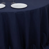 132inch Navy Blue Cotton Blend Round Tablecloth Seamless for 6 Foot Table