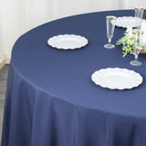 132inch Navy Blue 200 GSM Seamless Premium Polyester Round Tablecloth