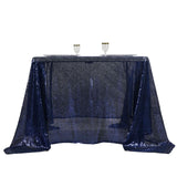 90" x 90" Navy Blue Premium Sequin Square Overlay