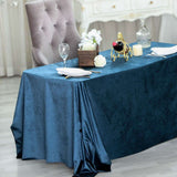 90inch x132inch Navy Blue Seamless Premium Velvet Rectangle Tablecloth, Reusable Linen