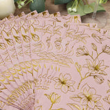 50 Pack Dusty Rose 2-Ply Paper Party Napkins with Gold Magnolia Flowers Print