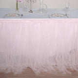 21 FT Blush / Rose Gold 4 Layer Tulle Tutu Pleated Table Skirts