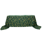 90inch x 156inch Hunter Emerald Green Rectangle Polyester Tablecloth Gold Foil Geometric Pattern