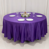 108" Purple Lamour Satin Round Tablecloth