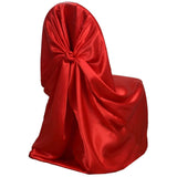 Red Satin Self-Tie Universal Chair Cover, Folding, Dining, Banquet and Standard