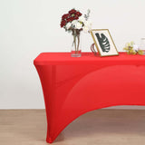 6ft Red Open Back Stretch Spandex Table Cover, Rectangular Fitted Tablecloth