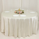 120inch Shimmer Pearl White Premium Scuba Round Tablecloth, Wrinkle Free Seamless