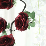 6ft | Burgundy Artificial Silk Rose Hanging Flower Garland, Faux Vine