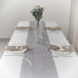 12inch x 108inch Accordion Crinkle Taffeta Table Runner - Silver