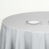 132Inch Silver Seamless Polyester Round Tablecloth