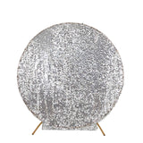 7.5ft Sparkly Silver Big Payette Sequin Single Sided Wedding Arch Cover for Round Backdrop