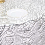 120inch Silver Wave Mesh Round Tablecloth With Embroidered Sequins