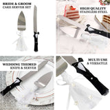 Bride and Groom Cake Server Party Favors Set, Stainless Steel Wedding Cake Knife And Server Set