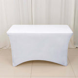 4 Ft Rectangular Spandex Table Cover - White