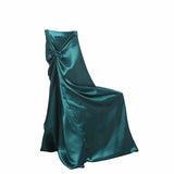 Peacock Teal Satin Self-Tie Universal Chair Cover, Folding, Dining, Banquet