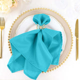 5 Pack | Turquoise Seamless Cloth Dinner Napkins, Reusable Linen | 20inchx20inch