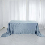 90Inch x 132Inch Dusty Blue Seamless Premium Velvet Rectangle Tablecloth, Reusable Linen