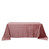 90x132inch Dusty Rose Seamless Premium Velvet Rectangle Tablecloth, Reusable Linen