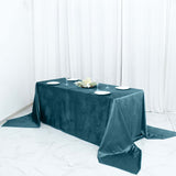 90Inchx156Inch Peacock Teal Seamless Premium Velvet Rectangle Tablecloth, Reusable Linen