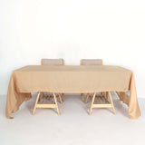 60"x126" Natural Rectangular Tablecloth, Linen Table Cloth With Slubby Textured, Wrinkle Resistant