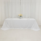 90x156inch White Fire Retardant Tablecloth, Seamless Premium Polyester Rectangular Table Cover