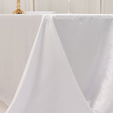 90x132inch white Seamless Lamour Satin Rectangle Tablecloth for 6 Foot Table