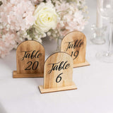 20 Pack Natural Rustic Wooden Arch 1-20 Table Numbers With Holder Base - 4.5inch Tall