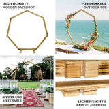 7ft Wooden Wedding Arch, Heptagonal Rustic Photography Backdrop Stand