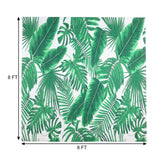 8ftx8ft Green/White Tropical Palm Leaf Print Vinyl Photo Backdrop