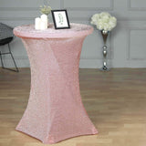 Blush / Rose Gold Metallic Shimmer Tinsel Spandex Cocktail Table Cover