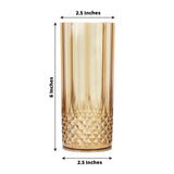 6 Pack | 14oz Amber Gold Crystal Cut Reusable Plastic Cocktail Tumbler Cups