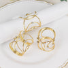 4 Pack Gold Metal Napkin Rings, Hollow Woven Style With Rhinestones, Elegant Napkin Holders