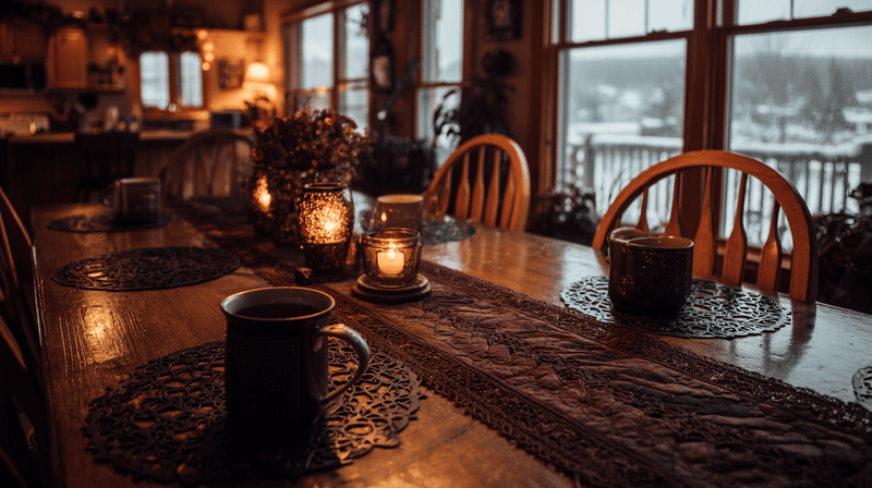 Home Decor with Gold, Burgundy and Black Table Setup