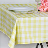 Buffalo Plaid Tablecloth | 54"x54" Square | White/Yellow | Checkered Gingham Polyester Tablecloth