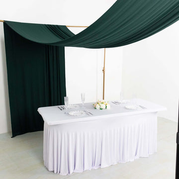 Hunter Emerald Green 4-Way Stretch Spandex Event Curtain Drapes, Wrinkle Free Backdrop Event Panel with Rod Pockets - 5ftx18ft