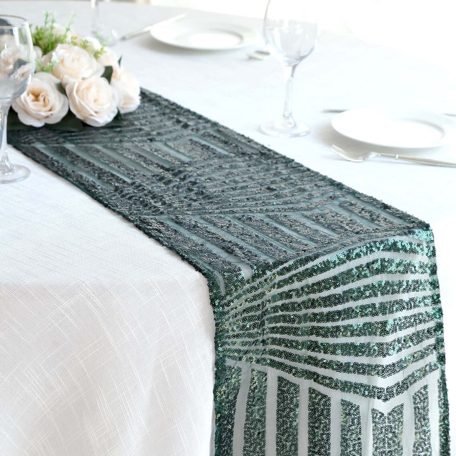 12x108inch Hunter Emerald Green Diamond Glitz Sequin Table Runner