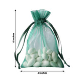 10 Pack | 4x6inch Hunter Emerald Green Organza Drawstring Wedding Party Favor Gift Bags