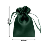 Green satin drawstring gift bag, 6x4 inches, studio shot.