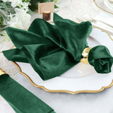 5 Pack | Hunter Emerald Green Premium Sheen Finish Velvet Cloth Dinner Napkins