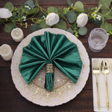 5 Pack Hunter Emerald Green Shimmer Sequin Dots Polyester Table Napkins, Reusable Sparkle